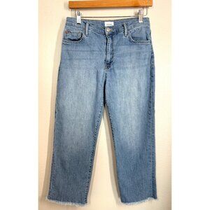 Hudson Womens Noa Aim Cropped Wide Leg Jeans Size 27 Light Blue Denim Frayed Hem